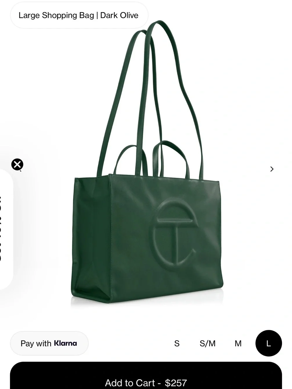 Telfar Green Leather Shopping Bag Medium